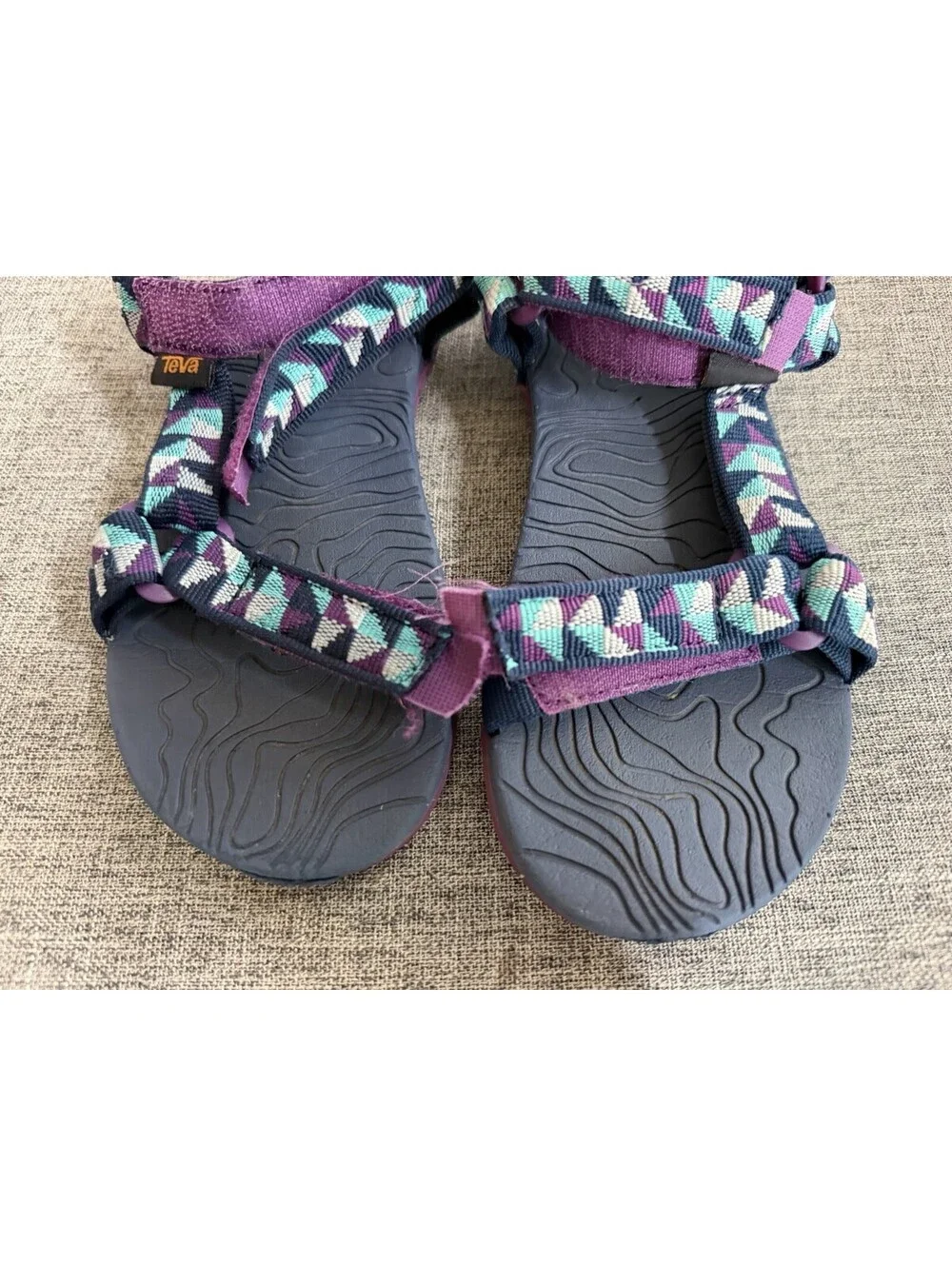 Teva Original Universal Kids Sandals Size 13 Purple Teal Tribal Print